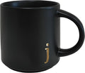 COLLECTIVE HOME Black Ceramic Coffee Mug, 15 oz Golden Monogram Tea Cup | by COLLECTIVEHOME