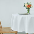 maxmill Round Weaved Texture Design Tablecloth Spill-Proof Wrinkle Free Soft Washable Table Cloth for Circular Table Cover, for Dining Room Buffet Banquet Parties Holiday Dinner, 90 Inch White