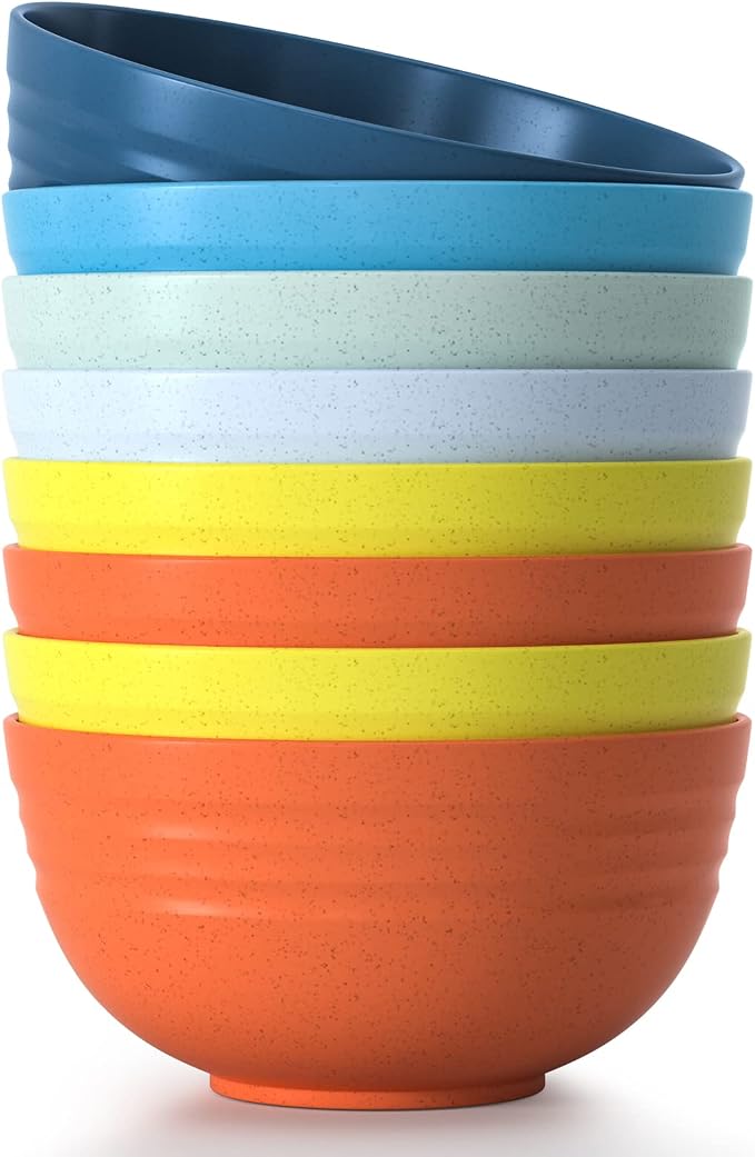 24 OZ Wheat Straw Cereal Bowls Set of 8, Unbreakable & Reusable Bowls, BPA Free - Image 8