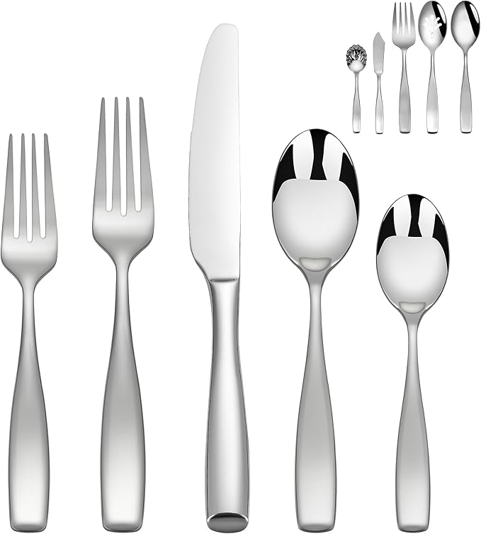 70 Piece Silverware Set 18/10 Stainless Steel, Flatware Set for 12 With 2 Sets of Serving Utensil, High End Heavy Duty Silverware Set, Dishwasher Safe, Ideal for Gift