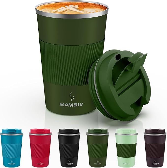 MOMSIV 12oz Travel Coffee Mug, Insulated Coffee Cup by MOMSIV
