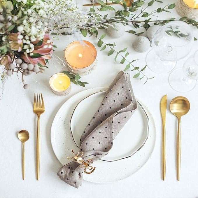 Valentine Gold Napkin Rings Set of 6, Love Letter Napkin Ring Holders, Diamond Napkin Buckles Holder Love for Valentine, Weddings, Thanksgiving, Parties Table Settings Decor