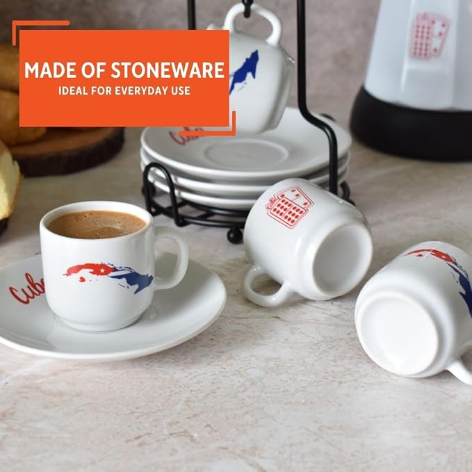 IMUSA 8 Piece Stoneware 1.5 Oz Cuba Espresso Coffee Set - Image 3