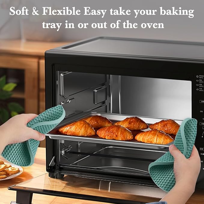 4 Pack Silicone Trivets for Hot Dishes, Dark Green Silicone Hot Pads Trivet for Hot Pots and Pans, 4 PCS Heat Resistant Silicone Mats Pot Holders for Kitchen Counter, Large Coasters & Jar Opener
