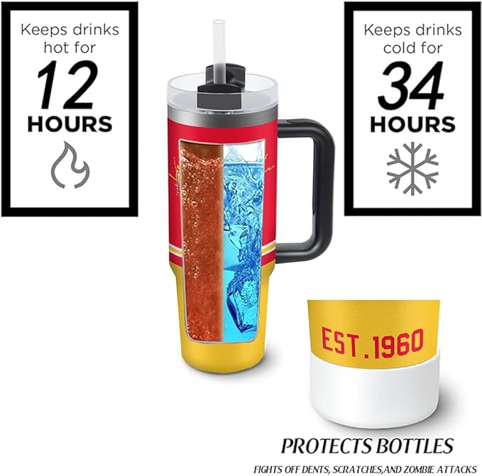 Kansas 30 oz Tumbler with Handle and Straw,Car cup,Coffee Mug,100% Leakproof Insulated Tumbler with Lid and Straw,Made of Stainless Steel,Cup Holder Friendly Base,Classic Collection Gifts for Fans