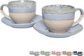Bosmarlin Ceramic Cappuccino Cup and Saucer Set of 2, 10 Oz, Coffee Cups by Bosmarlin