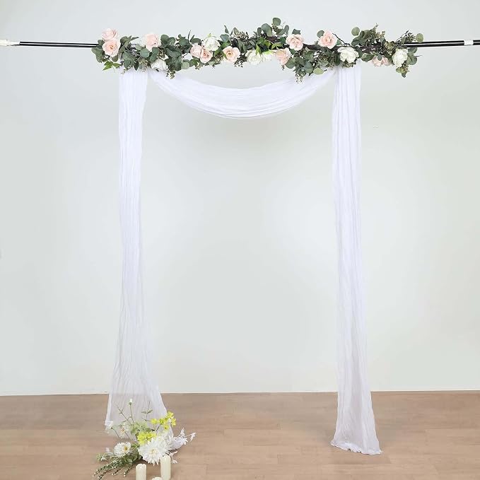 Efavormart 20ft White Cotton Gauze Wedding Arch Drapery - Image 8