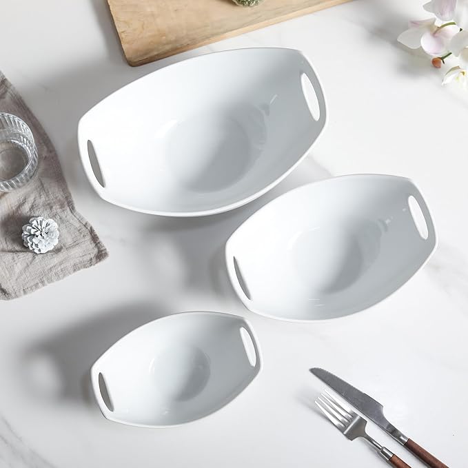 Ceramic Serving Bowls with Handles, Large Salad Bowl Set - Image 8