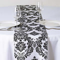 Efavormart 5PCS of Black Damask Flocking Premium Table Top Runner by efavormart