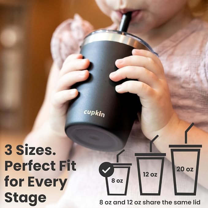 CUPKIN Toddler Straw Cup, The Original 8 oz Stackable Stainless Steel Toddler - Image 6