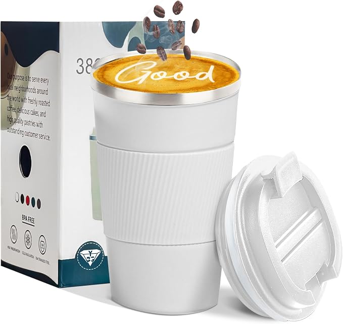 Insulated Travel Coffee Mug, Stainless Steel Coffee Cup by YINBAOGE