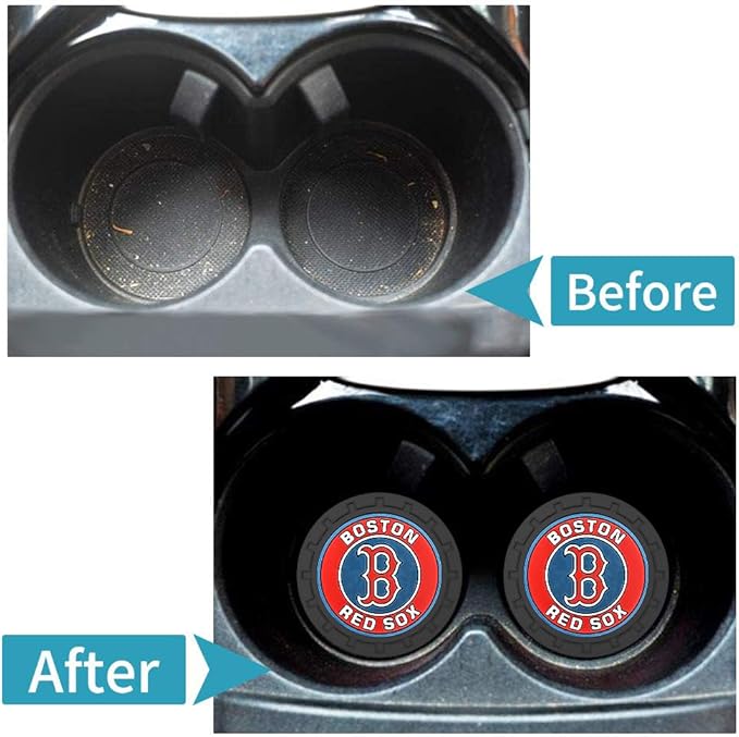 Silicone Red Sox Car Cup Holder Coasters,Baseball Fans Car Coasters for Boston Red Sox Fans, Non-Slip Universal Fit Cup Holder Insert