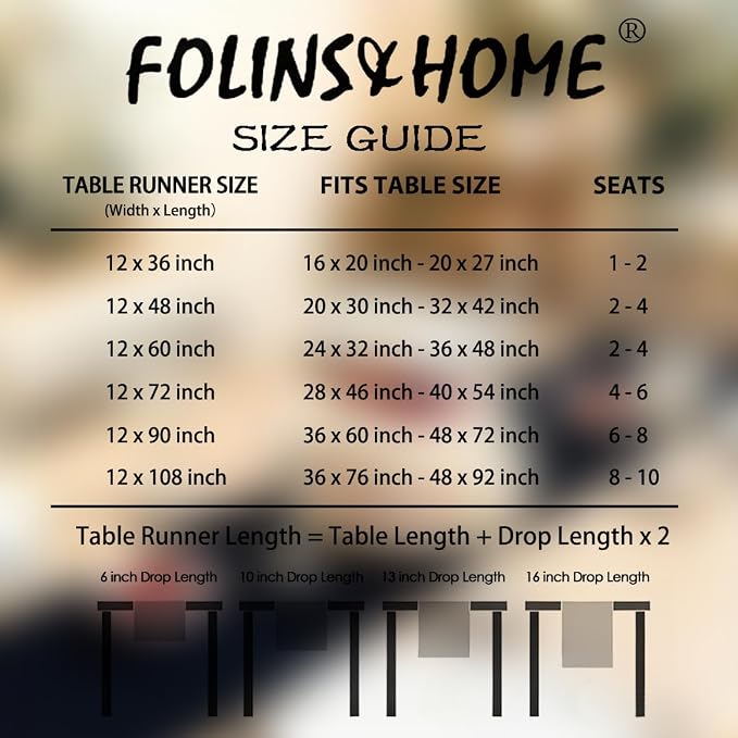 FOLINS&HOME Black Waterproof Decorative Table Runner 48 Inches Long | 210GSM - Image 6