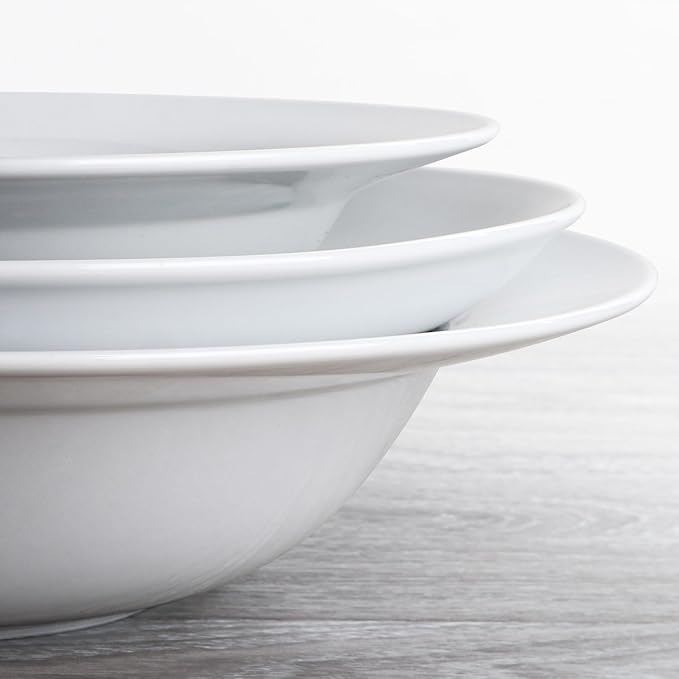 Large Pasta Bowls, 50 Ounces Big Salad Bowls, 10.7 inch White Soup Bowls, Ceramic Serving Bowl Set of 4, Wide and Shallow Bowls Set, Microwave and Dishwasher Safe