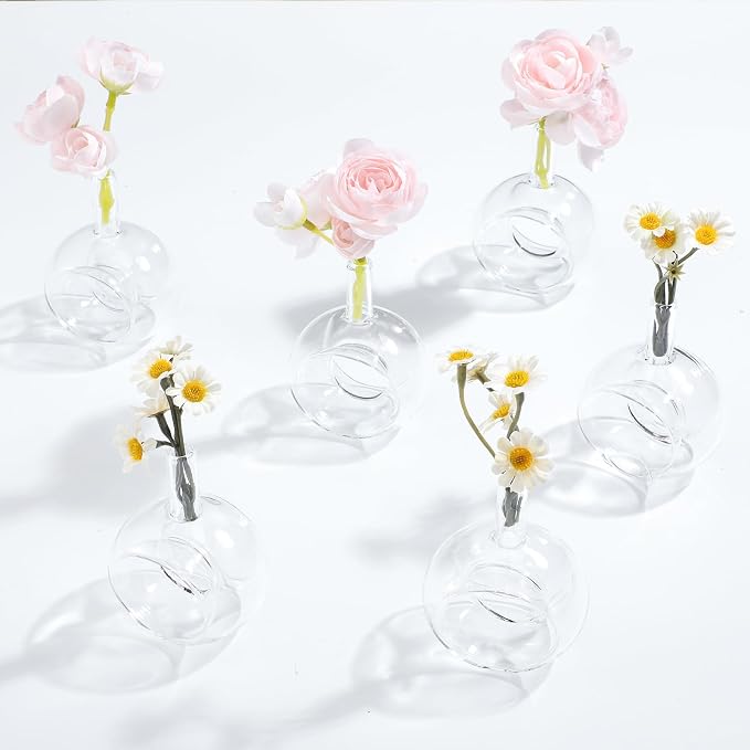 Honeydak 6 Pcs Vases Glass Napkin Rings Hand Blown Borosilicate | High - Image 3