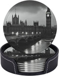 6Pcs PU Leather Coaster for Drinks, London Cup Coasters by WSOIHFEC