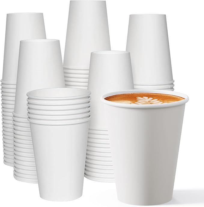 JOLLY CHEF 12 oz Paper Coffee Cups 100 Pack, Disposable Hot Paper Cups by JOLLYCHEF