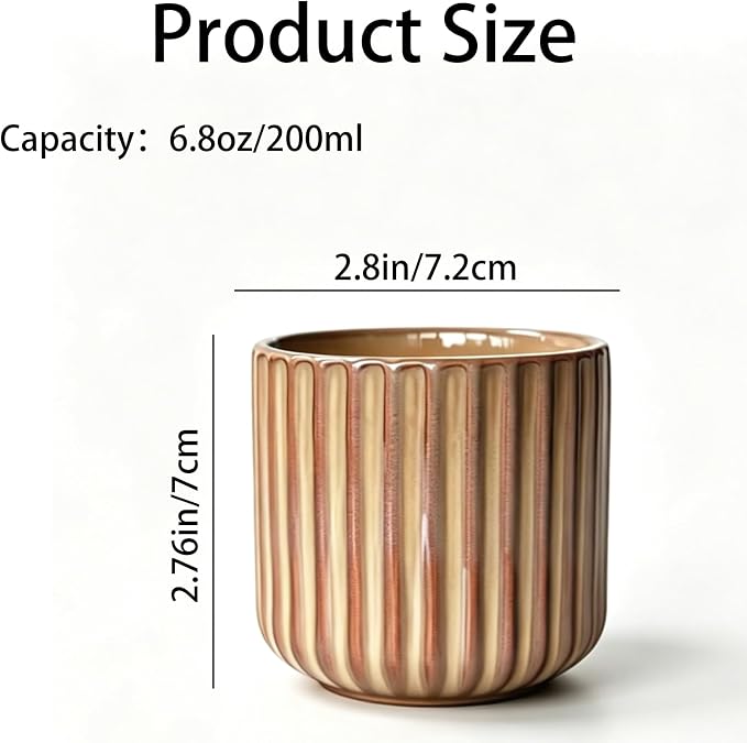 Japanese Ceramic Mug, Vintage Tea Cup 6oz Striped Cup No Handle Drinking Cup - Image 3