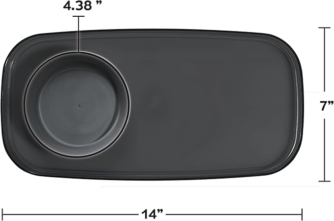 madesmart dipware Small Serving Plate, Stackable & Removable Dip Bowl for Salsa, Queso, Salad, Olives, Dishwasher & Microwave Safe, Multipurpose Plate & Bowl, Carbon