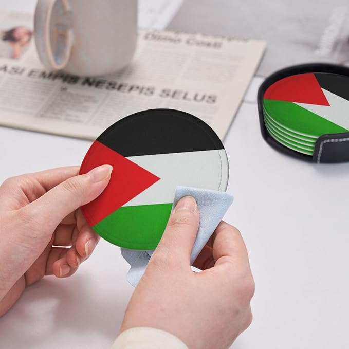 6 Pack Palestine Flag Leather Coaster - Image 6