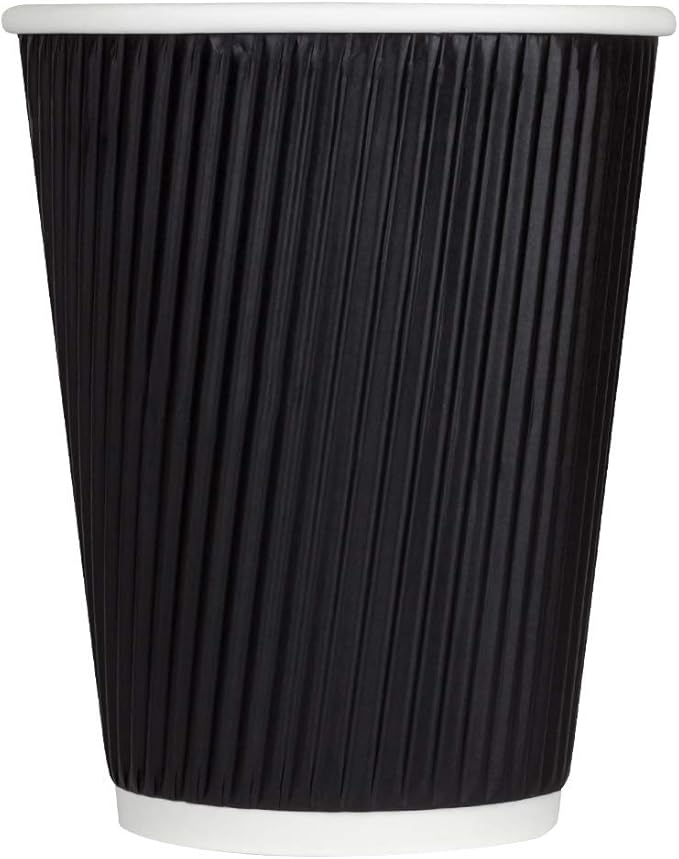 Karat 12 oz Ripple Insulated Coffee Cup Black Disposable Paper Hot Cup by Karat