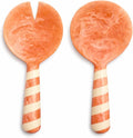 SS CRAFTS INDIA Premium 9" Peach Striped Handle Resin Salad Servers | Set of 2 by SSCraftsIndia