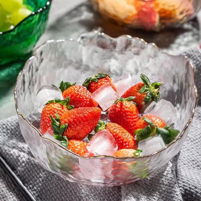 Glass Bowl for Salad Candy Fruit, Decorative Bowl-Crystal Clear Gold, 7.6" | - Image 8