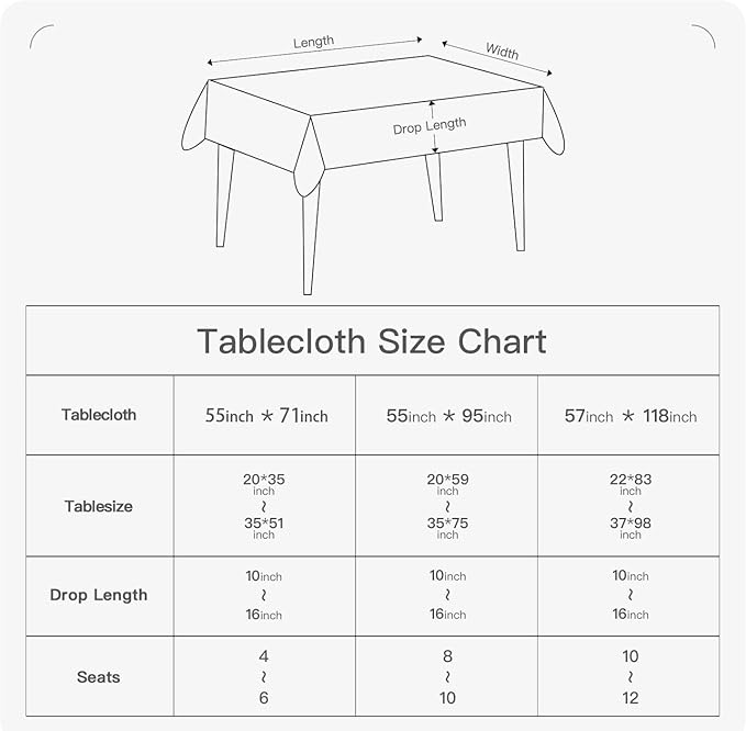 BALCONY & FALCON Gingham Table Cloth Rectangle – Machine Washable Wrinkle-Free Buffalo Checkered Tablecloth for 6ft 8ft Tables, Outdoor Picnic, Party, Kitchen Dining Decor (Black White, 55x71 Inch)