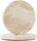 Travertine Stone Coasters Set of 2, Durable Non-Slip Cup Mats, Table Protection by Unknown