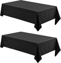 2 Pack Rectangle Tablecloth, 60x104 inch, Water Resistant Wrinkle Free Linen Textured Table Cloth Washable, Decorative Fabric Table Cover for Dining, Party and Camping, Black
