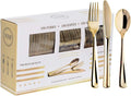 300PCS Gold Plastic Silverware, Disposable Plastic Cutlery/Utensils | Heavy by N9RTABLEWARE