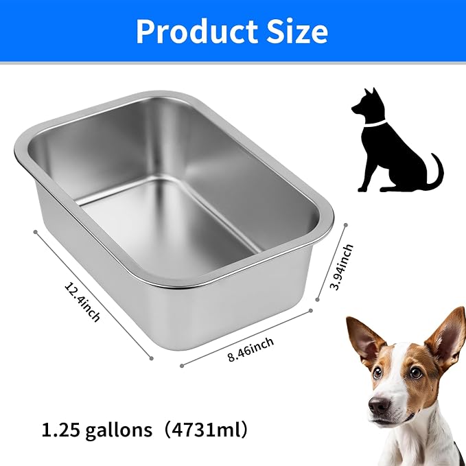 Ohtomber 1.25 Gallons Stainless Steel Dog Bowl, Big Pet Water & Food Bowl | No - Image 2