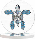 Cartoon Turtle Coasters Set for Wood Table Floral Geometric Pattern Ocean Animal Tribal Boho Paisley Tabletop Protection Mat for Mugs and Cups 4 Inch for Kitchen Office Home