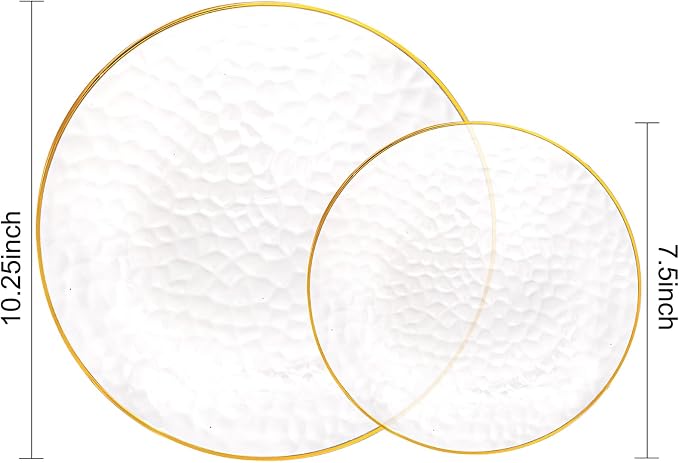 Rubtlamp 100Pcs Clear Gold Plastic Plates, Disposable Plates - Image 2
