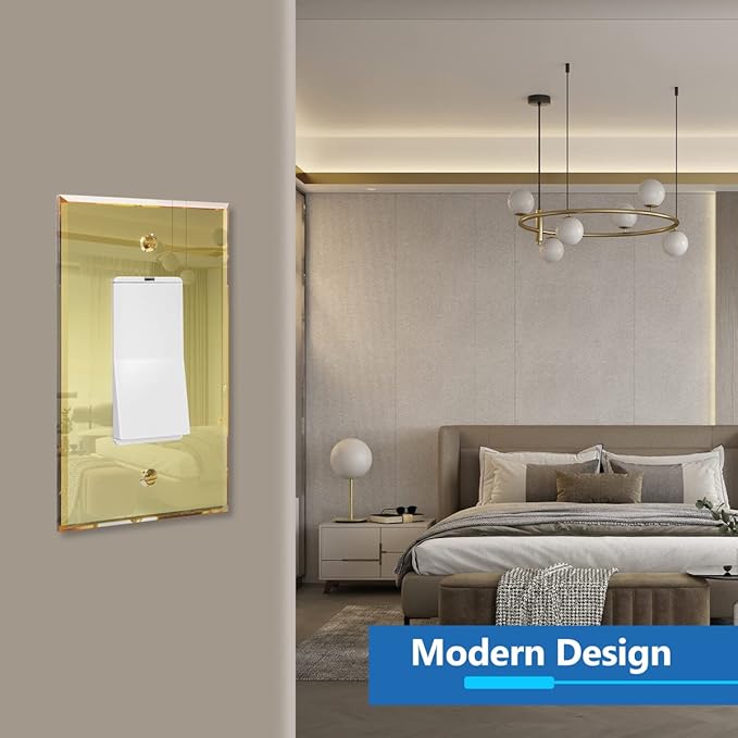 LIDER Reflective Acrylic Decorator Wall Plate, Mirrored Light Switch Plate, Plexiglass Outlet Cover, Acrylic Glass, Oversized 1-Gang 5.25" x 3.44", LWP-31O-AGD, Gold