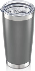 20 oz Tumbler with Lid Stainless Steel Insulated Tumblers Double Wall Vacuum Coffee Mug Powder Coated Tumbler Cups for Cold and Hot Drinks, Grey, 1 pack