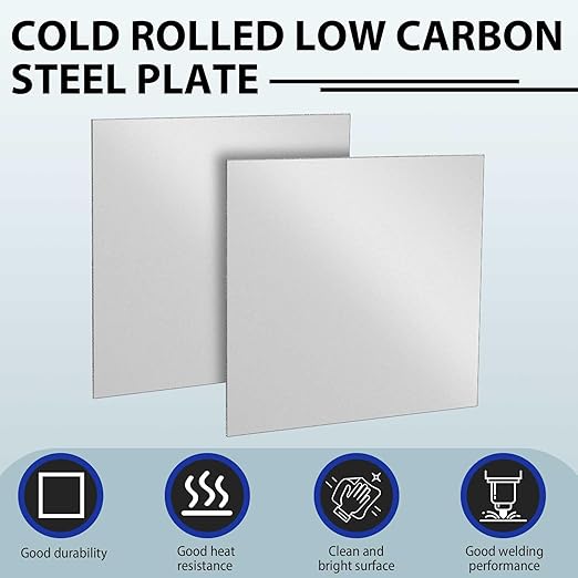 12 x 12 Inch 16 Gauge Mild Steel Sheet Metal Plate, Square Weldable Carbon Cold Rolled Panels for Industrial DIY Welding, Craft Use Accessories, Easy Formability Smooth Surface