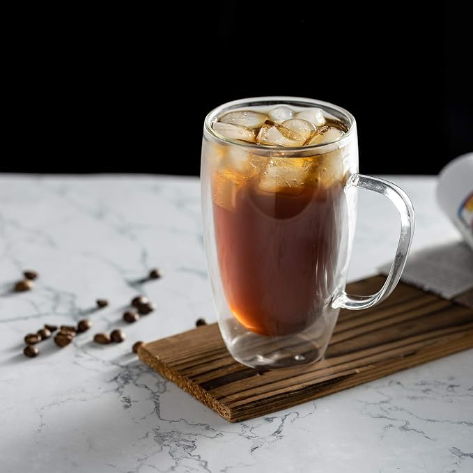 MEWAY 16oz/6 pack Coffee Mugs, Thickened Clear Glass Double Wall Cup - Image 5