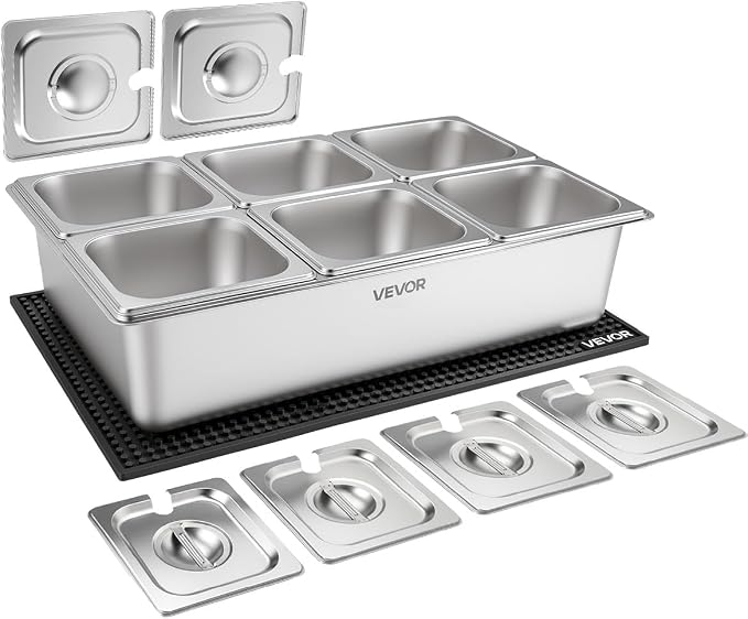 VEVOR Countertop Food Serving Display Container, Stainless Steel Food Salad by VEVOR