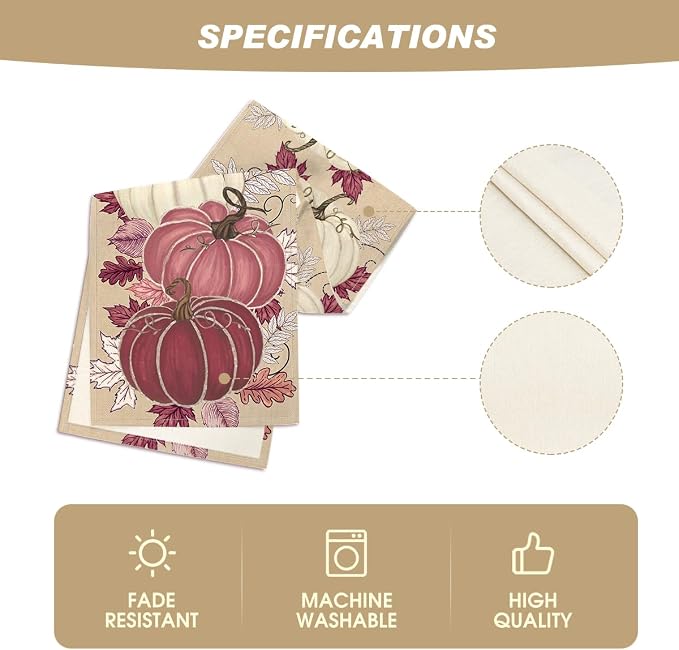 Artoid Mode 210 GSM Fall Table Runner 13x36 Inch Home Party Decor | Pink - Image 5