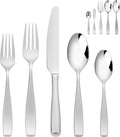 70-Piece 18/10 Stainless Steel Flatware Set for 12 with 2 Sets of Serving Utensil, Heavy Duty Silverware Set, High End Flatware, Dishwasher Safe, Ideal for Gift