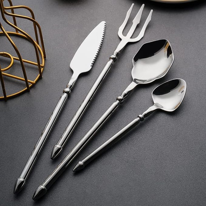 Silverware Set for 8 Durable 18/10 Stainless Steel Flatware Set Creative Styles 32 Piece Modern Cutlery Tableware Utensils Set for Home Kitchen Wedding Restaurant Knives forks and Spoons