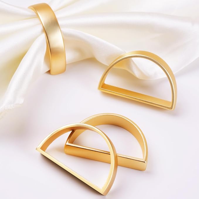 APTWOW 50PCS Gold Napkin Rings, Semicircle Metal Gold Napkin Holder Buckles - Image 2