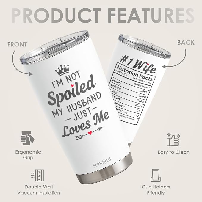 Wife Tumbler 20oz, Stainless Steel Travel Cup - Image 2