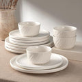 4-piece set, embossed stone design plate and bowl set, microwave and dishwasher by Unknown