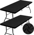 homing 2 Pack Rectangle Table Cloth, Elastic Fitted Fabric Tablecloth Fits for 6 Foot Folding Tables, Washable Table Cover for Picnic, Camping, Indoor & Outdoor (Black, 30" x 72")