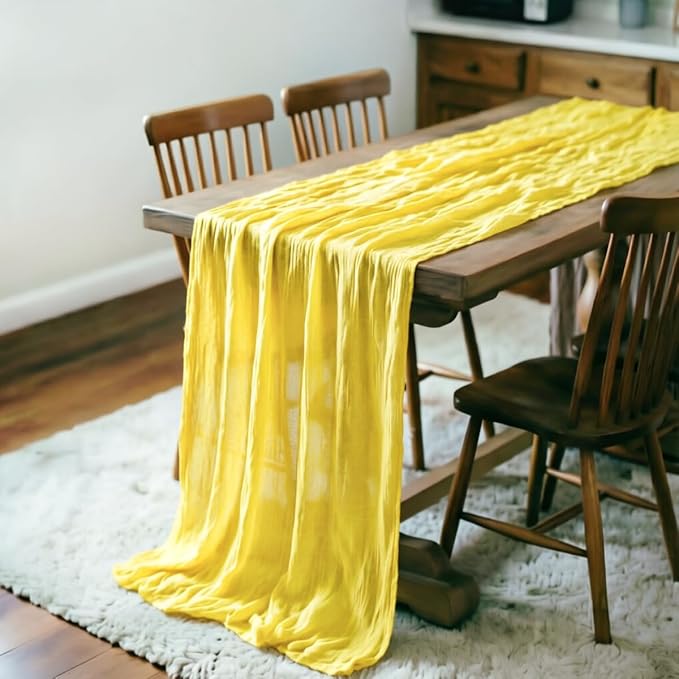 Yellow Cheesecloth Table Runner 120 Inches 10 Ft Gauze Table Runner | Summer - Image 3