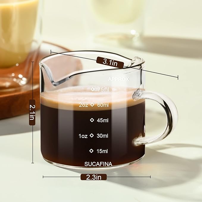 PARACITY Espresso Measuring Cup, 2.5 oz Double Spout Glass - Image 6