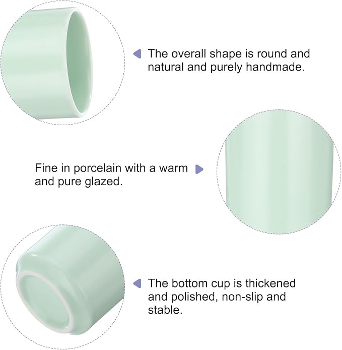 HARFINGTON 2pcs Japanese Ceramic Tea Cups 8oz / 240ml Simple Solid Color No - Image 4