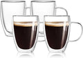 4-Pack 12 Oz Double Walled Glass Coffee Mugs by Wells